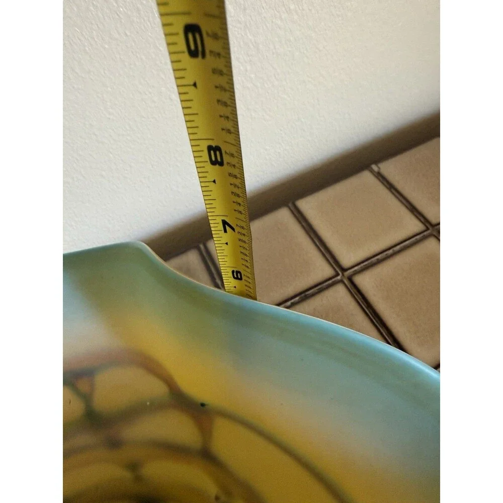 Vintage Azerbaijan Glassware Hand Blown Art Glass Freeform Centerpiece Bowl